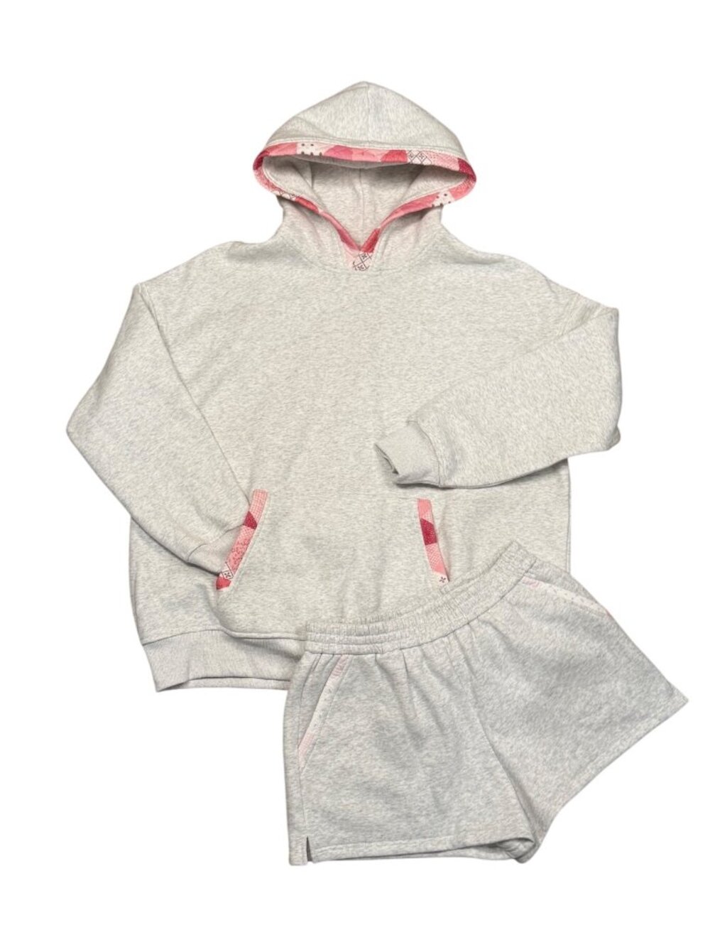 Sunkissed Coconut Heather Gray Hoodie & Shorts Loungewear Set Womens M/L Super S